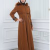 Modamix Hooded Zippered Stylish Womens Coat 1300 - tan