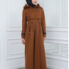 Modamix Hooded Zippered Stylish Womens Coat 1300 - tan