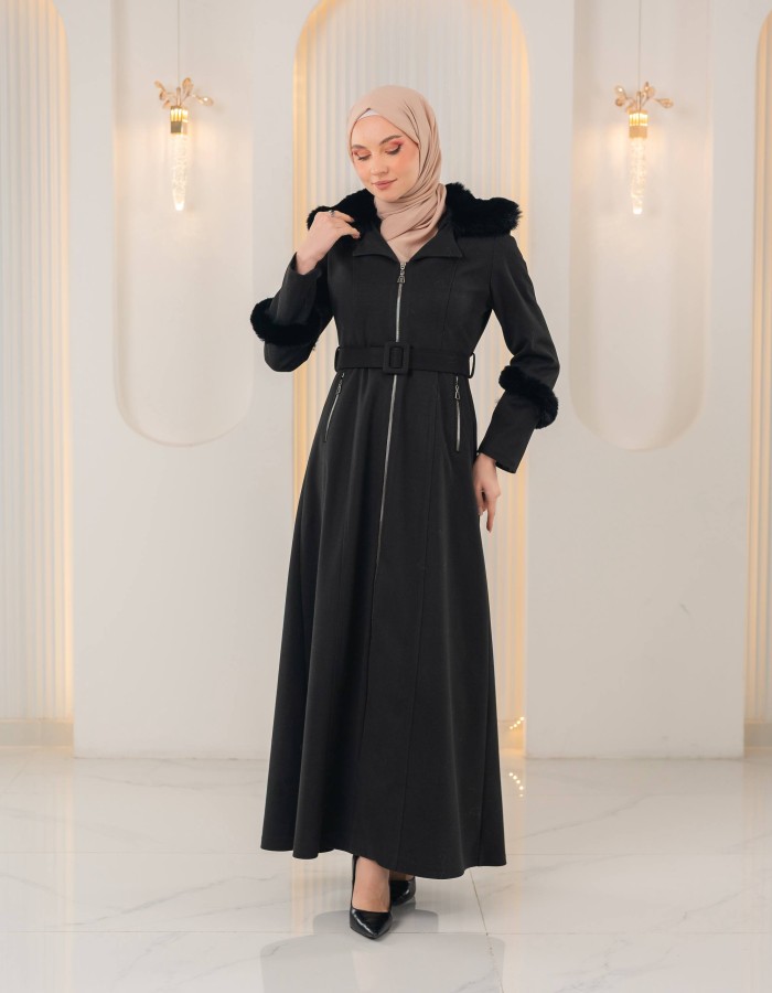 1395 مانطو جوخ كمر قفل  - Schwarz