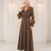1395 مانطو جوخ كمر قفل  - Braun