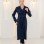 Elegant Linen Trench Coat with Belt 1240 - deep blue