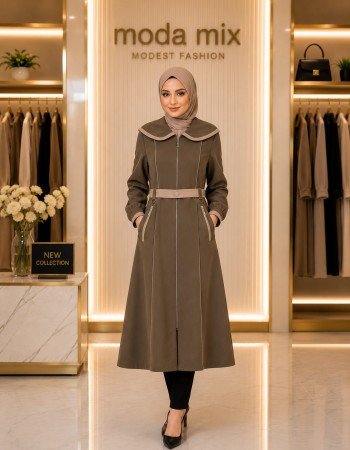 Trenchcoat mit Broschüren-Detail und Satinfutter 1241 - Braun