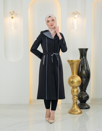 1243  ترانشكوت قبة و نص - اسود