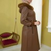 Trenchcoat aus gestepptem Leder 1379 - Cognac