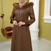 Trenchcoat aus gestepptem Leder 1379 - Cognac