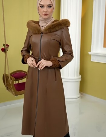 1379 Trenchcoat aus Leder - Cognac