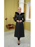 1379 Gepolsterter Trenchcoat aus Leder - Schwarz