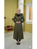 Trenchcoat aus gestepptem Leder 1379 - Khaki