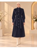 1391 مانطو فرنسي فرو ارنب - Dunkelblau