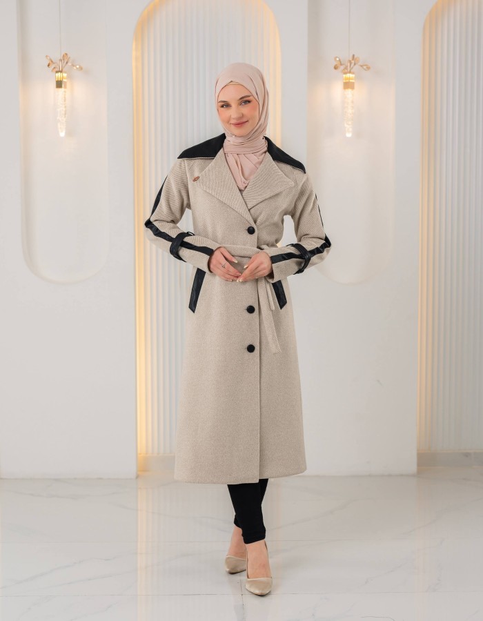 1394 ترانشكوت جوخ وجلد - Beige