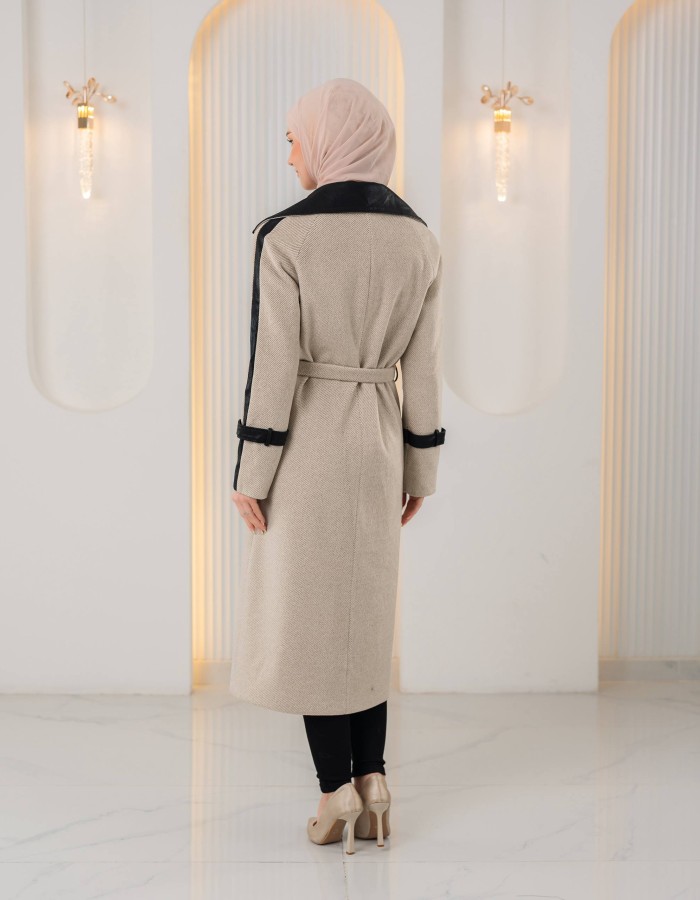 1394 ترانشكوت جوخ وجلد - Beige