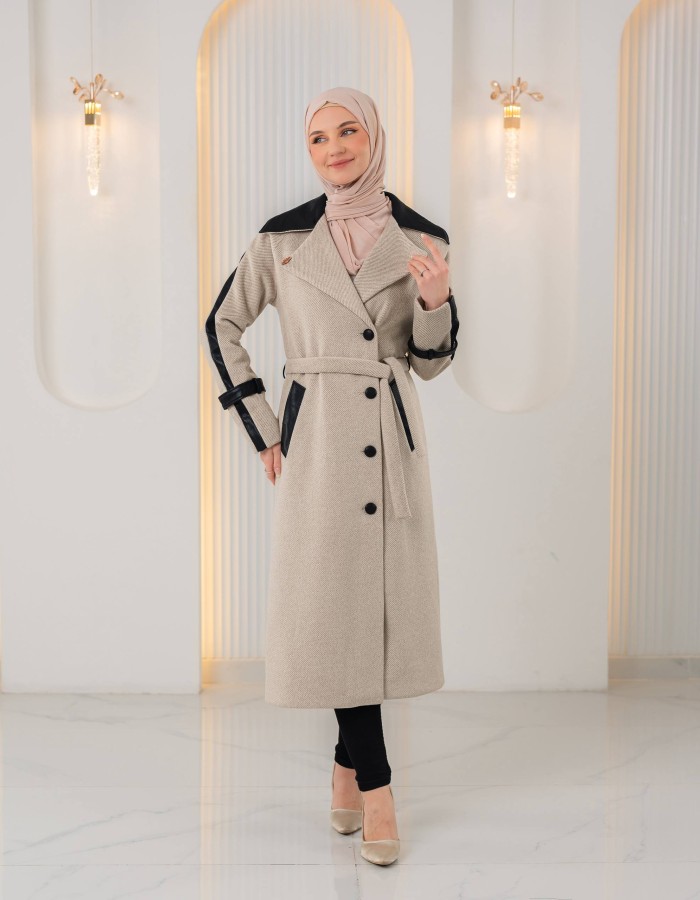 1394 ترانشكوت جوخ وجلد - Beige