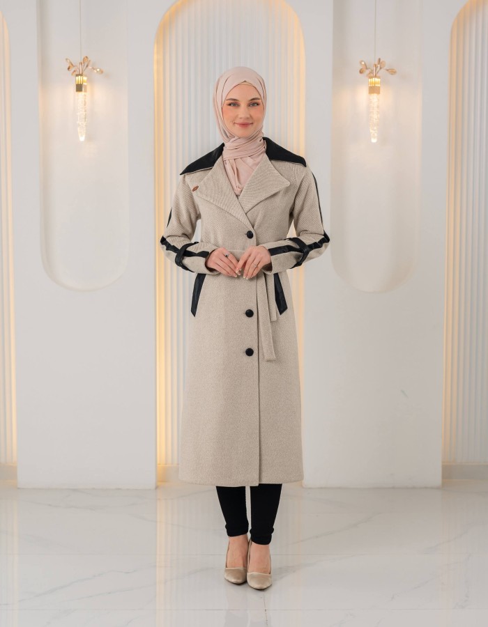 1394 ترانشكوت جوخ وجلد - Beige