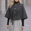 Damen Cape aus hochwertigem Flanell ohne Ärmel 1281 - Anthrazit