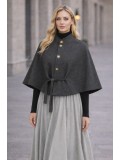 Damen Cape aus hochwertigem Flanell ohne Ärmel 1281 - Anthrazit