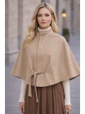 Damen Cape aus hochwertigem Flanell ohne Ärmel 1281 - Beige