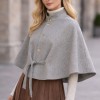 Damen Cape aus hochwertigem Flanell ohne Ärmel 1281 - Grau