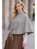 Damen Cape aus hochwertigem Flanell ohne Ärmel 1281 - Grau