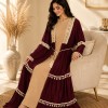 4064  فستان قطعتين شراشيب - burgundy