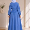 4069  فستان قطن ببيونة - Jeansfarbe