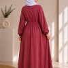 4069  فستان قطن ببيونة - Rosa