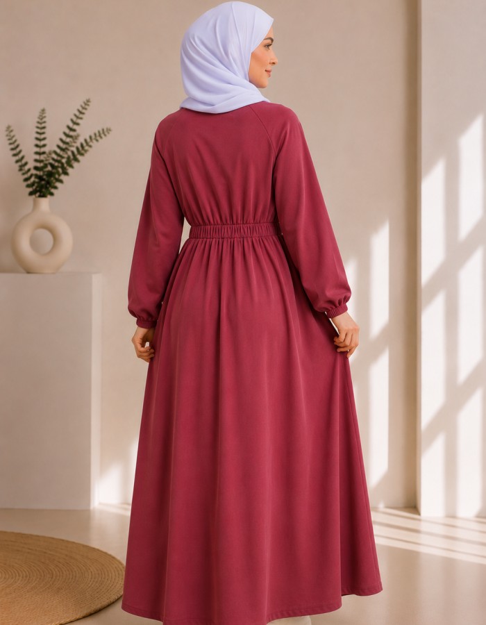 4069  فستان قطن ببيونة - Rosa