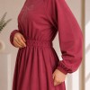 4069  فستان قطن ببيونة - Rosa