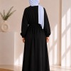 4069  فستان قطن ببيونة - Schwarz