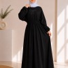 4069  فستان قطن ببيونة - black