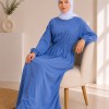 4069  فستان قطن ببيونة - Jeansfarbe