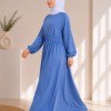 4069  فستان قطن ببيونة - Jeansfarbe