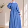 4069  فستان قطن ببيونة - denim blue/jean blue