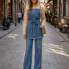 Casual Denim Set with Wide Cut 4310 - beige