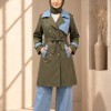 4300 طقم كتان مع بنطلون جنز - khaki