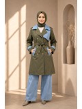 4300 طقم كتان مع بنطلون جنز - Khaki