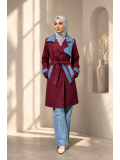 4300 طقم كتان مع بنطلون جنز - خمري