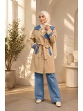 4300 طقم كتان مع بنطلون جنز - Beige