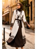 Luxurious Two-Piece Pleated Kaftan 4127 - brown