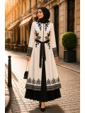 Luxurious Two-Piece Pleated Kaftan 4127 - black