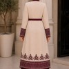 قفطان كريب 4127  - burgundy