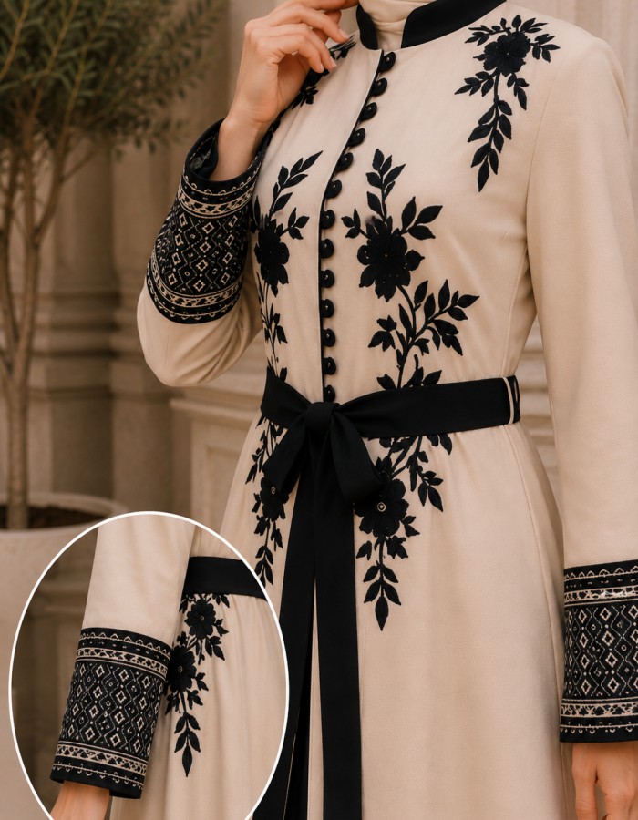 قفطان كريب 4127  - Beige