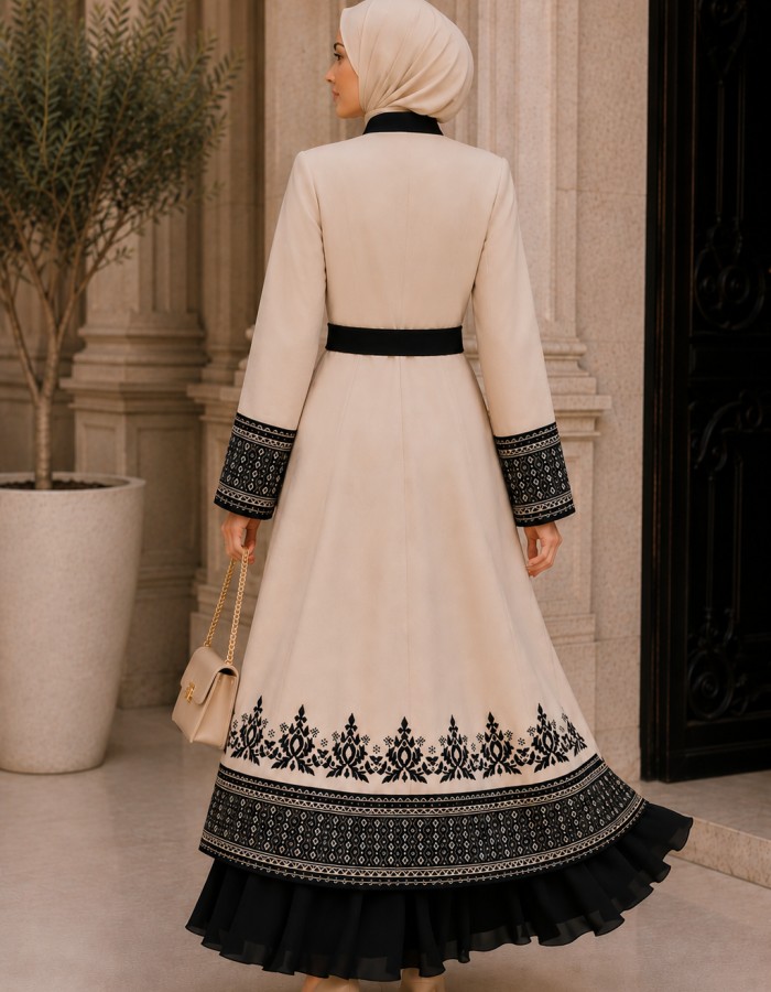 قفطان كريب 4127  - Beige