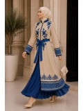 Luxurious Two-Piece Pleated Kaftan 4127 - baby blue