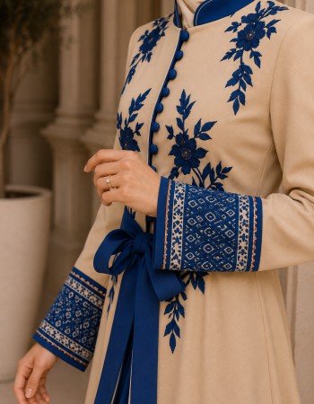 Luxurious Two-Piece Pleated Kaftan 4127 - baby blue