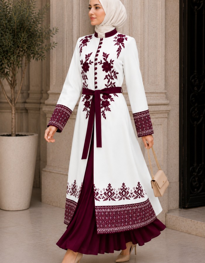قفطان كريب 4127  - red