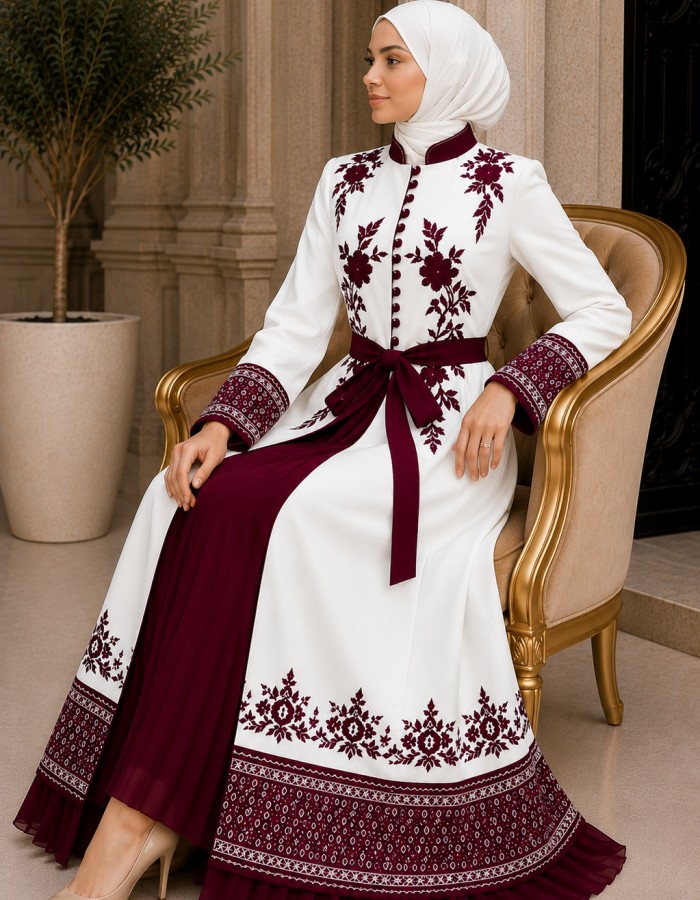 قفطان كريب 4127  - red