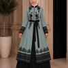 Luxurious Two-Piece Pleated Kaftan 4127 - mint