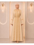4131  قفطان قطعتين تاج - Beige