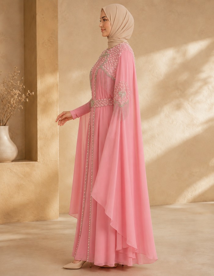 4140  قفطان قلب شراشيب - Rosa