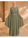 4140  قفطان قلب شراشيب - Khaki